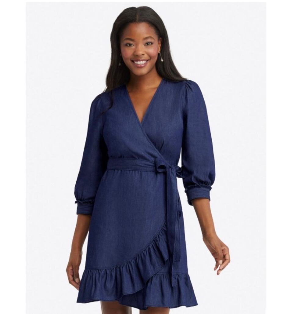 Draper James Blue Chambray Wrap Dress Size 4
